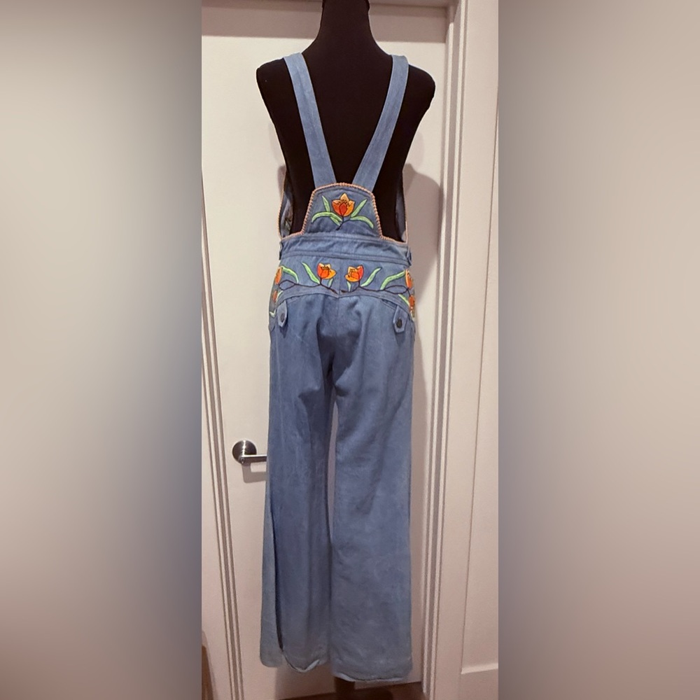Chasing Unicorns Denim Overalls with Floral Embroidery - Picture 3 of 10